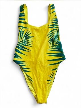 Aerie Yellow Tropical One-Piece Swimsuit